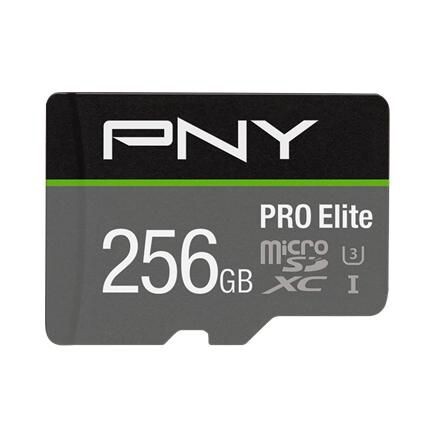 PNY MICRO-SD Card PRO ELITE 256GB Class 10 XC UHS I U3 A1 V30 SD adapter