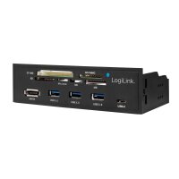 LOGILINK USB HUB 3.0 mit 6-fach Kartenleser schwarz