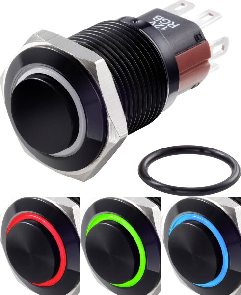 TRU COMPONENTS TC-GQ16-KH-11E/J/41RGB/12V/A Vandalismusgeschützter Druckschalter 48 V/DC 2 A 1