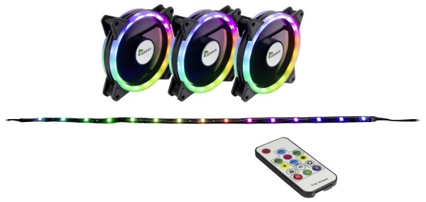 INTER-TECH Argus RS04 - RGB-Set 5V-RGB-Luefter, 50cm lange RGB-LED-Stripe LED addressierbar