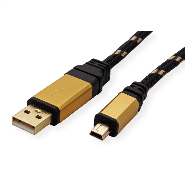 ROLINE GOLD USB 2.0 Kabel, Typ A - 5-Pin Mini 1,8m