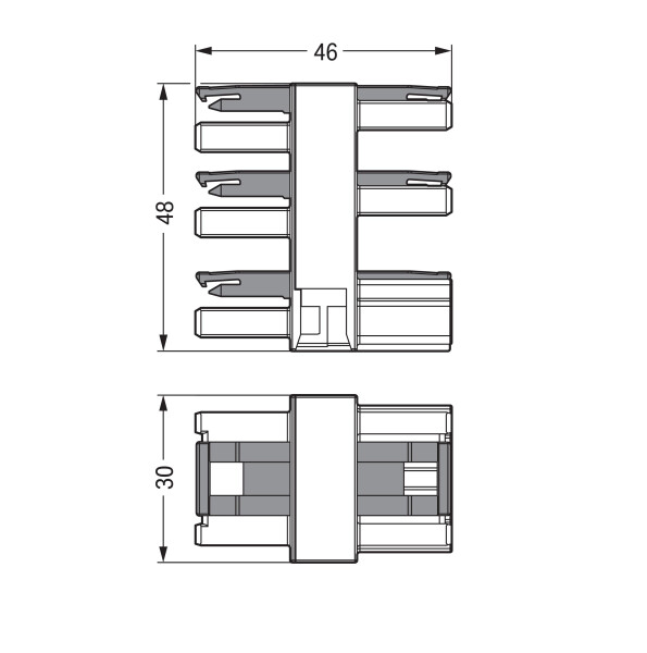 WAGO Verteiler 5-fach 3-pol. 770-608 schwarz 1xStecker 5xBuchse