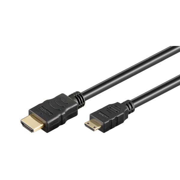 WENTRONIC Goobay High Speed HDMI? with Ethernet Kabel, Schwarz, 2 m HDMI? A-Stecker>HDMI? C-Stecke