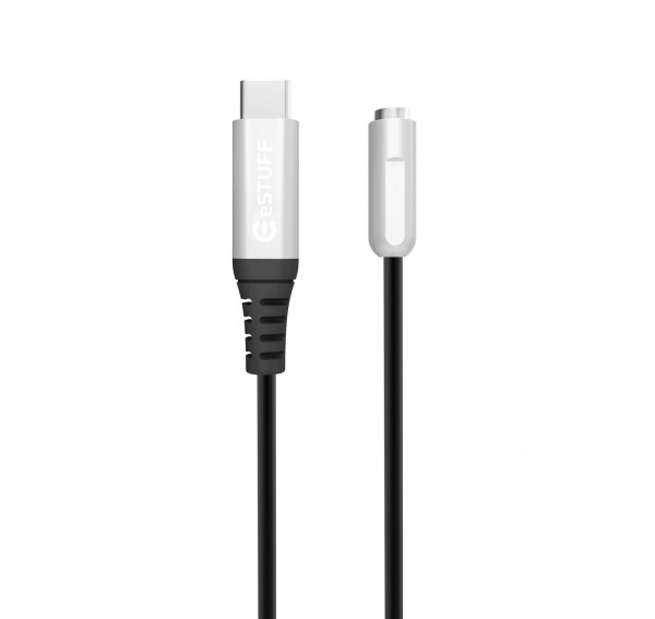 ESTUFF - Adapter USB-C auf Klinkenstecker - Mini-Stecker weiblich zu USB-C männlich - 30cm - Silber