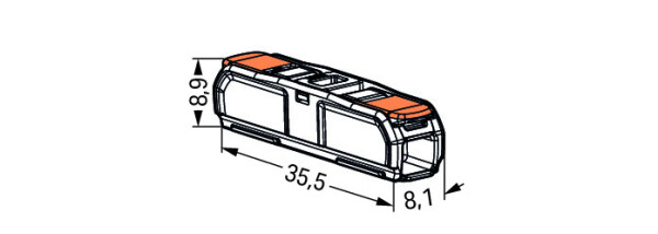 WAGO Durchgangsverbinder 221-2401 m.Hebel max.AWG12/4qmm 2-Leiter