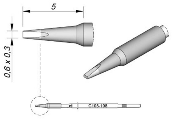 JBC Tools C115108 Lötspitze Meißelform, gerade Spitzen-Größe 0.3 mm Inhalt 1 St.