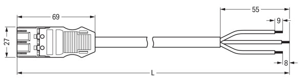 WAGO Anschlussltg. 1m 771-9993/206-102 Stecker-offen Ende weiss 3-pol.