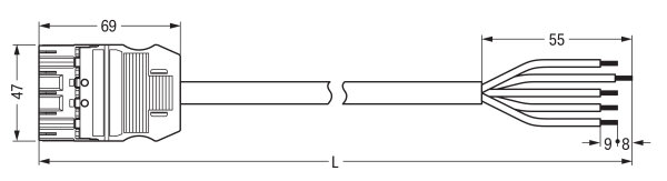 WAGO Anschlussleitung 771-9985/206-101 Stecker offenes Leitungsende 5-polig 1