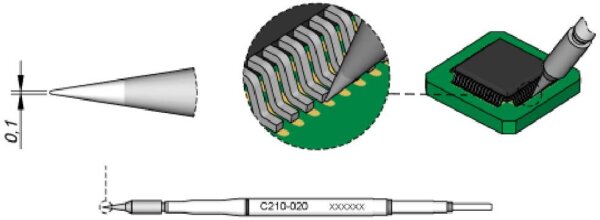 JBC Tools C210020 Lötspitze Rundform, gerade Spitzen-Größe 0.1 mm Inhalt 1 St.