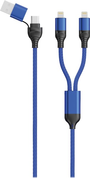 2GO USB / Type C Ladekabel DUO Lightning blau 120cm