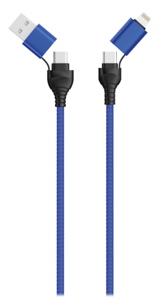 2GO USB / Type C Datenkabel 4in1 blau 120cm