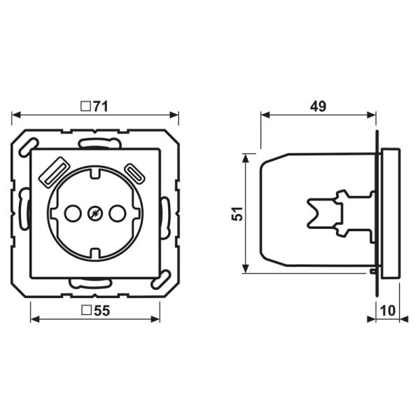 JUNG SCHUKOsteckdose m.USB A1520-15CAWWM Typ AC