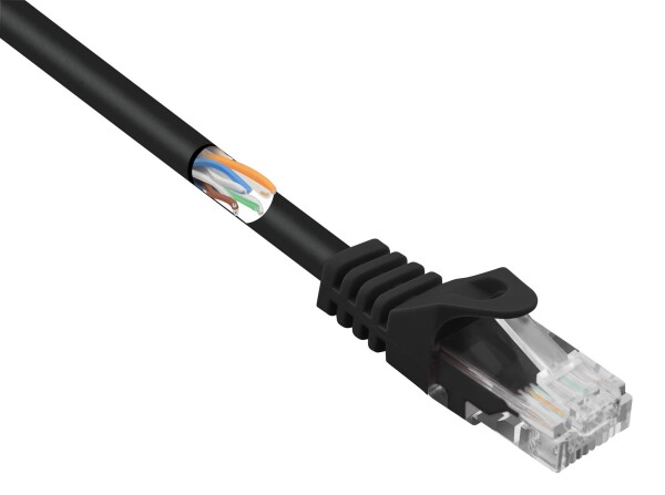 CONRAD Renkforce RF-5043850 RJ45 Netzwerkkabel, Patchkabel CAT 5e U/UTP 1.00 m Schwarz mit Rastnasen