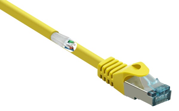 CONRAD Renkforce RF-5224644 RJ45 Netzwerkkabel, Patchkabel CAT 6a S/FTP 0.50 m Gelb mit Rastnasensch