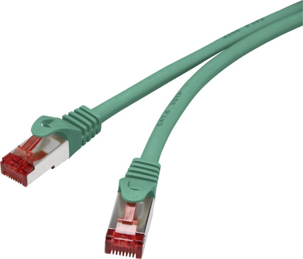 CONRAD Renkforce RF-5239500 RJ45 Netzwerkkabel, Patchkabel CAT 6 S/FTP 1.00 m Grün mit Rastnasenschu