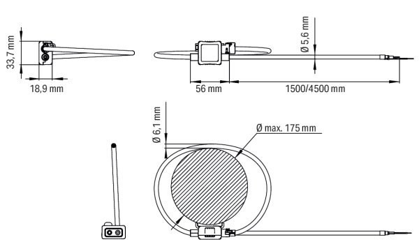 WAGO Rogowski-Spule 855-9450/2000-1751 D175 mm Länge der Signalleitung 4,5m