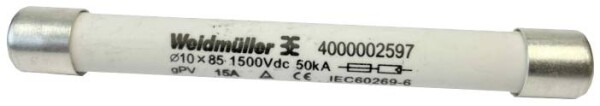 WEIDMÜLLER 4000002609 FUSE WSFL 10X85 16A 1K5V GPV Feinsicherung 16 A 1500 V/DC Inhalt 5 St.