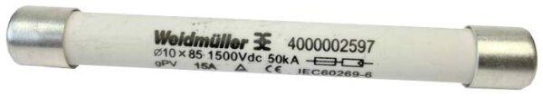 WEIDMÜLLER 4000002597 FUSE WSFL 10X85 15A 1K5V GPV Feinsicherung 15 A 1500 V/DC Inhalt 5 St.