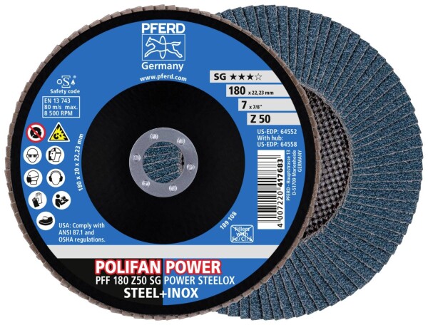 PFERD 67685186 PFF 180 Z50 SG POWER STEELOX Durchmesser 180 mm Bohrungs-Ø 22.23 mm 10 St.