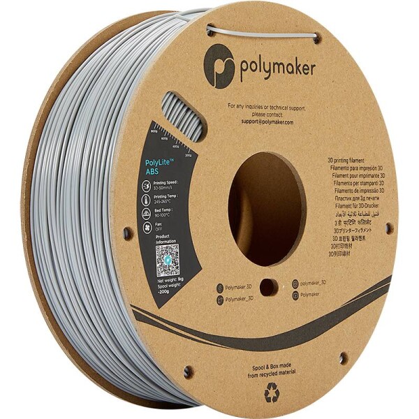 POLYMAKER PE01003 PolyLite Filament ABS geruchsarm 1.75 mm 1000 g Grau 1 St.