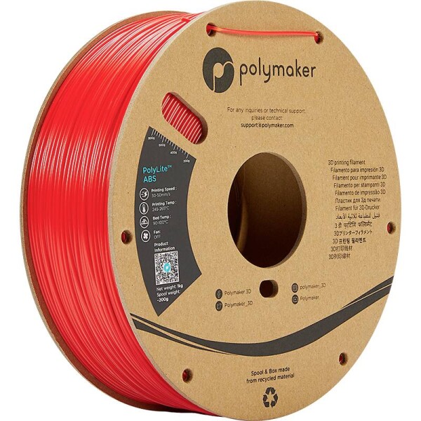 POLYMAKER PE01004 PolyLite Filament ABS geruchsarm 1.75 mm 1000 g Rot 1 St.