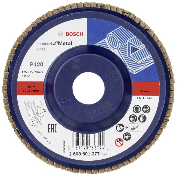 BOSCH Fächerschleifscheibe 2608601277 X431 Standard Metal ger.125mm K120 Kuns