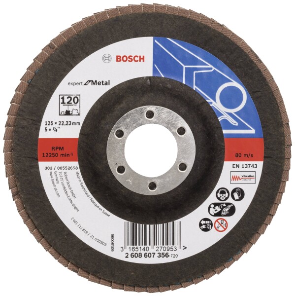 BOSCH Fächerschleifscheibe 2608607356 X551 Expert Metal ger.125mm K120 Glas