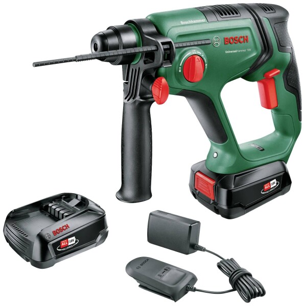 BOSCH UniversalHammer 18V - Bohrhammer - schnurlos - 4 Modi - SDS-plus - 2 Joules - 2 Akkus, Ladeger