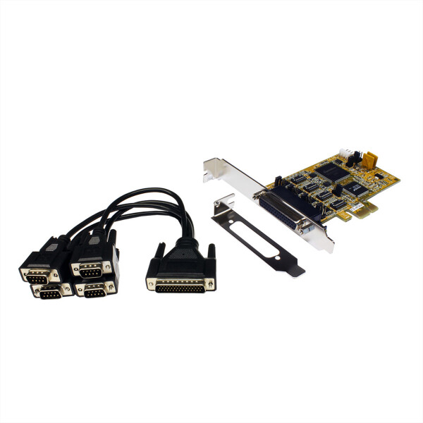 EXSYS 4S Seriell RS-232/422/485 PCI-Express Karte inkl. LowProfile Bügel und Octopus Kabel (SystemBa