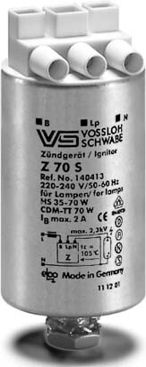 HOUBEN VOSS Elektr. Zündgerät Z 70 S 140413 f. HS 70W, C-HI E27 70W Gehäuse Alu.