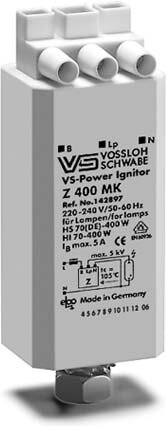 HOUBEN VOSS Elektr. Zündgerät Z 400 MK 140597 f. HS 70-400W, HI 35-400W Gehäuse PC