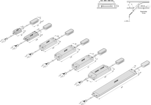 HERA Trafo LED 24/15W 20604001101 Netzanschlussleitung 2m mit Eurostecker