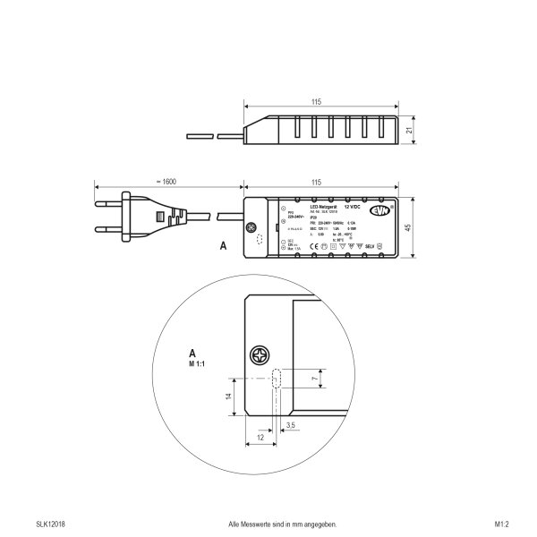 EVN LED-Netzgerät Kunststoff SLK12018 1-18 W 12V DC IP20 Weiß